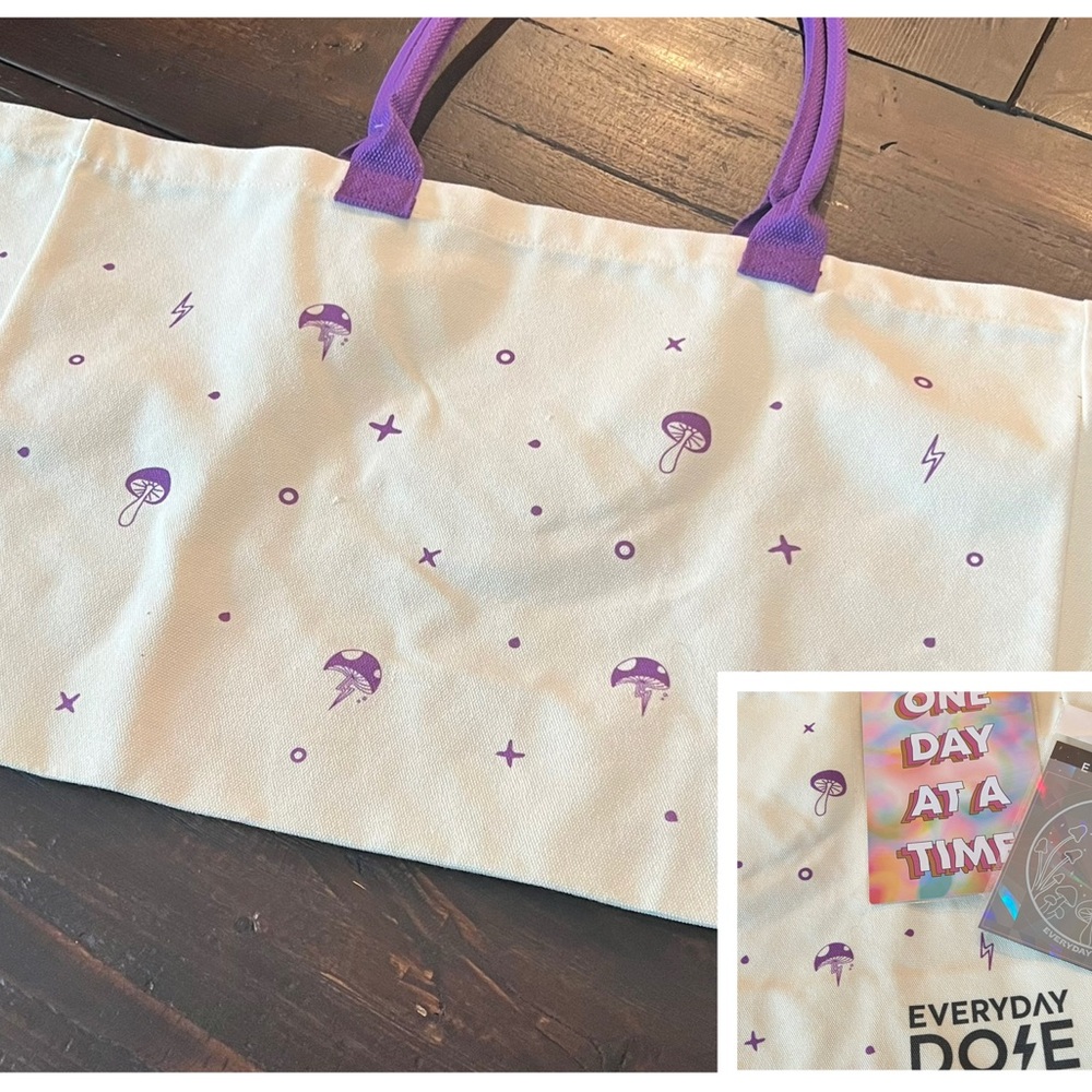 Everyday Dose Denim Mushroom Canvas bag XL